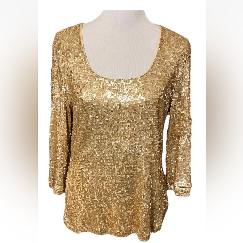 Peck & Peck Beautiful
Gold Sequin Top, Women's Size XL,
Perfect for the Holidays